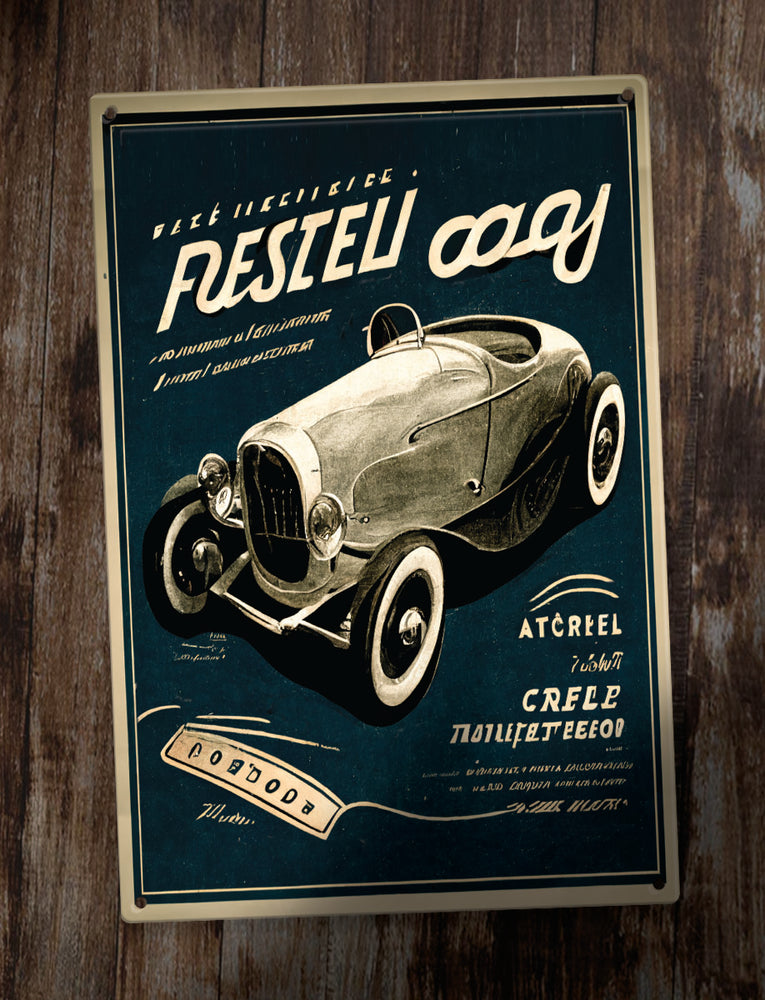 Retro Metal Sign - Retro Poster Grey Roadster