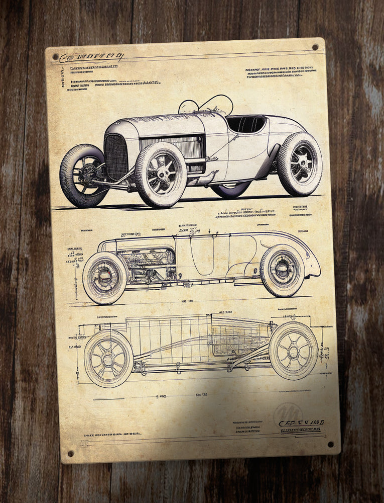 
            
                Load image into Gallery viewer, Retro Metal Sign - Roadster Schematic
            
        
