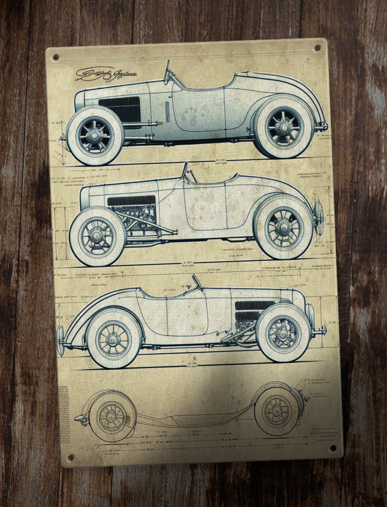 
            
                Load image into Gallery viewer, Retro Metal Sign - Roadster Schematic Plans
            
        