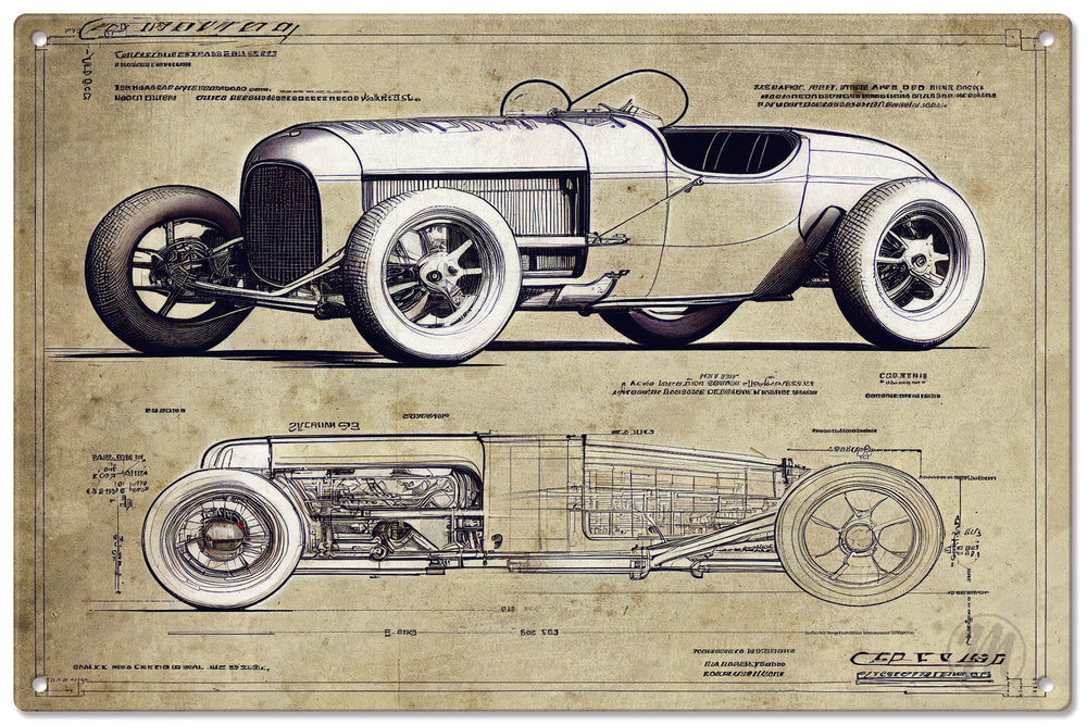 
            
                Load image into Gallery viewer, Retro Metal Sign - Speedster Concept Sketch 3
            
        
